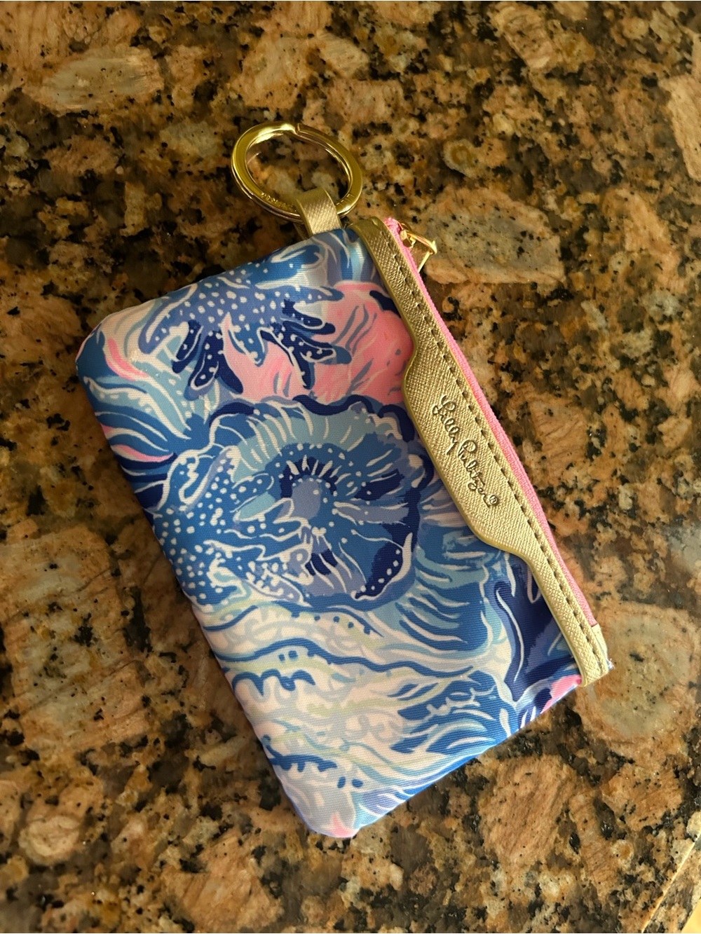 Lilly Pulitzer Blue, Light Blue & Pink Floral Key Pouch